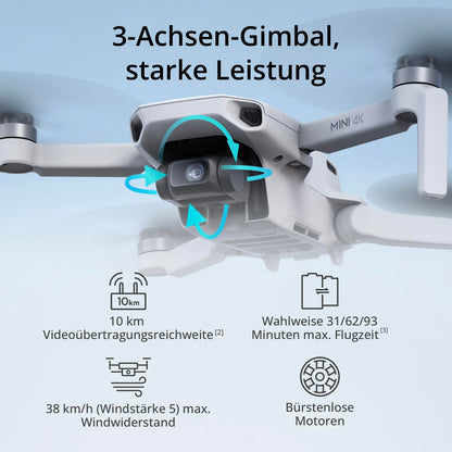 DJI Mini 4K – Ultraleichte 4K-Drohne mit 3-Achsen-Gimbal & 10 km Reichweite. Hol dir jetzt die DJI Mini 4K und erkunde die Welt aus der Vogelperspektive.