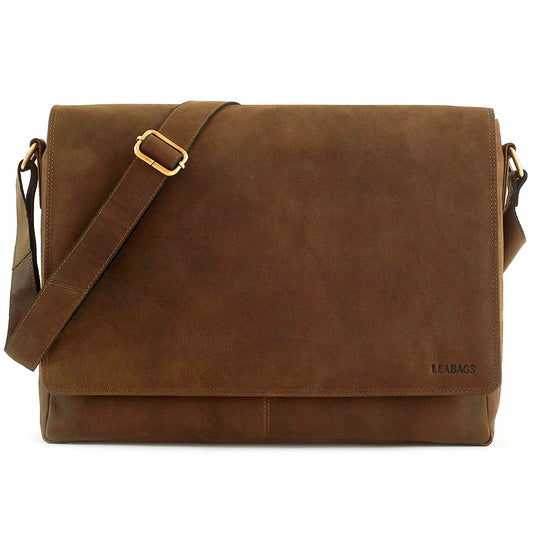 LEABAGS Messenger Bag Oxford aus echtem Leder – stilvolle Umhängetasche für Herren mit Platz für Laptops bis 15 Zoll. Robustes Design mit verstellbarem Schultergurt und viel Stauraum. Der ideale Begleiter für Arbeit, Uni oder Alltag.