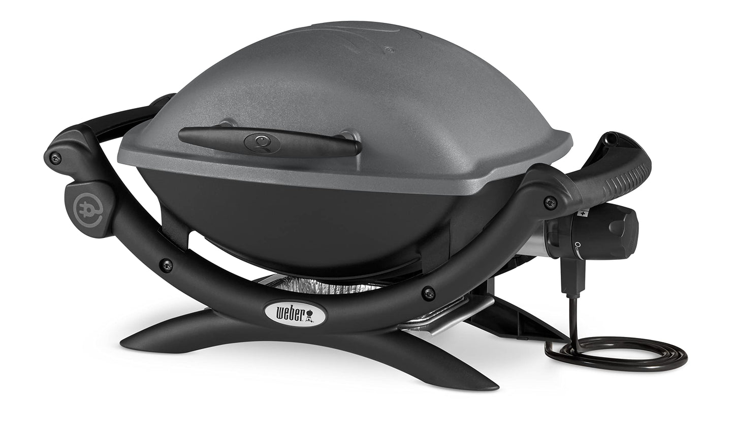 Weber Q1400 Elektrogrill (Dark Grey) mit 43 x 32 cm Grillfläche, 2-geteiltem porzellanemailliertem Gussrost und Aluminiumguss-Gehäuse. Kompakt, leistungsstark und ideal für Balkon oder Terrasse. Für stilvolles Grillen mit echtem BBQ-Feeling.