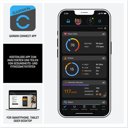 Garmin Venu 3 Smartwatch. Elegante Fitnessuhr mit OLED, Gesundheitsanalyse & Telefonfunktion.