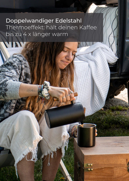 Lambda Coffee® CALDERA French Press (1 L) aus doppelwandigem Edelstahl in Moss Green – für bis zu 5 Tassen. Hält Kaffee lange warm und überzeugt mit stilvollem Design. Robuster Kaffeebereiter für echten Genuss und moderne Küchen.