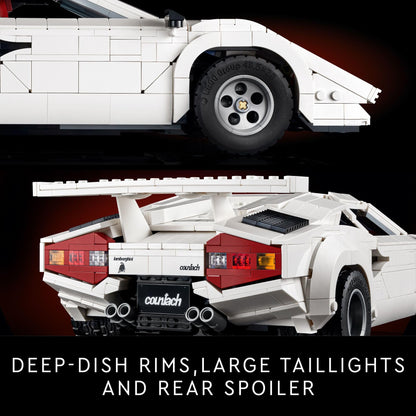 LEGO Icons Lamborghini Countach 5000 Quattrovalvole (Set 10337). 1.506 Teile Supersportwagen-Ikone mit V12-Motor & typischen Scherentüren.
