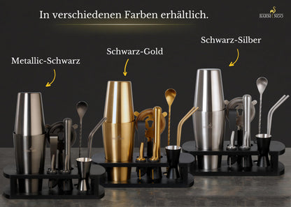 Barmingo Cocktail Shaker Set (11-teilig). Boston Shaker & Barzubehör für Zuhause.