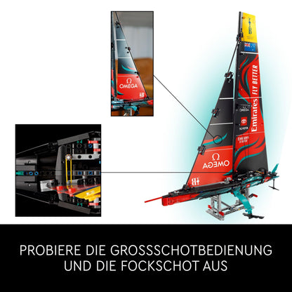 LEGO Technic Emirates Team New Zealand AC75 (Set 42174). 962 Teile Rennjacht mit Pneumatik-Foils und voller Segelpower.