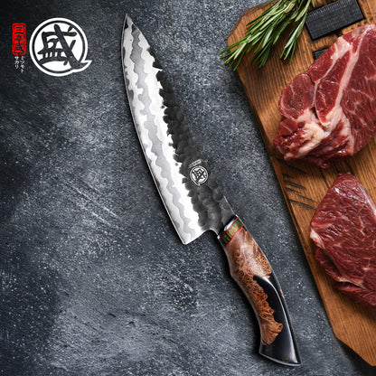MITSUMOTO SAKARI 20 cm Gyuto. Handgeschmiedetes 440C Damast-Profi­kochmesser. Meister­präzision für deine Küche.