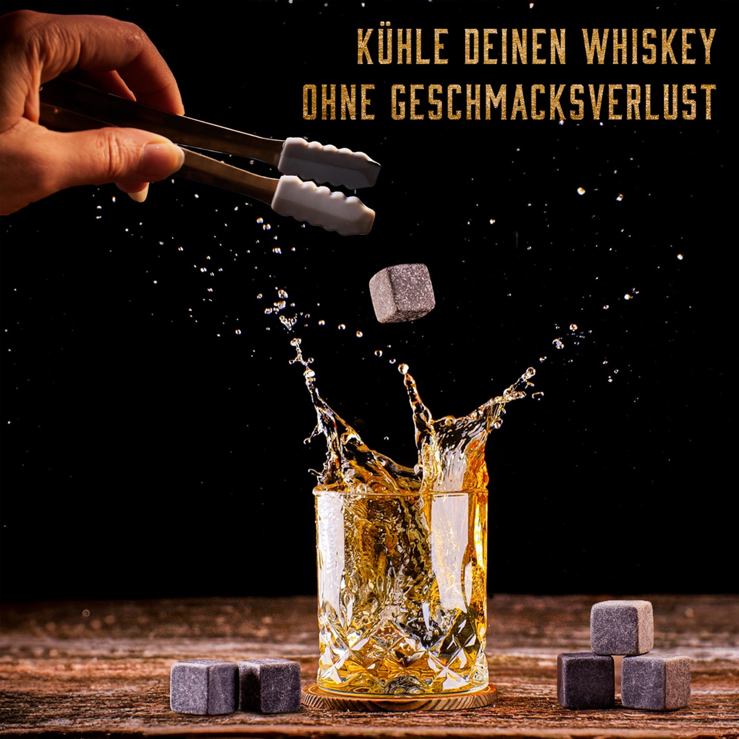 WHISISKEY Whiskygläser Set mit 2 Gläsern (je 310 ml), 8 wiederverwendbaren Whiskey-Steinen und Geschenkbox. Für Genießer, die auf Details und Stil Wert legen.
