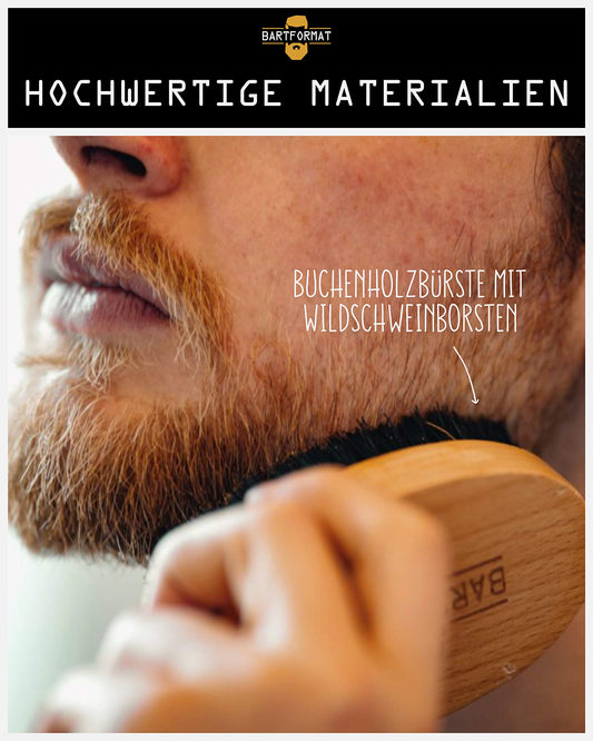 BARTFORMAT® Bartpflege-Set für Männer (6-teilig) mit Bartöl, Bartbalsam, Bartschere, Bürste, Kamm und Kulturbeutel. Komplettausstattung für stilvolle Bartpflege zu Hause oder unterwegs. Ideal als Starter-Set.