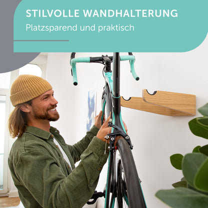 madeco FlyBike (Größe S & M). Fahrrad Wandhalterung aus Holz – Minimalistischer Bike Wandhalter für Wohnung & Büro – Eiche oder Nussbaum, platzsparend & nachhaltig gefertigt.