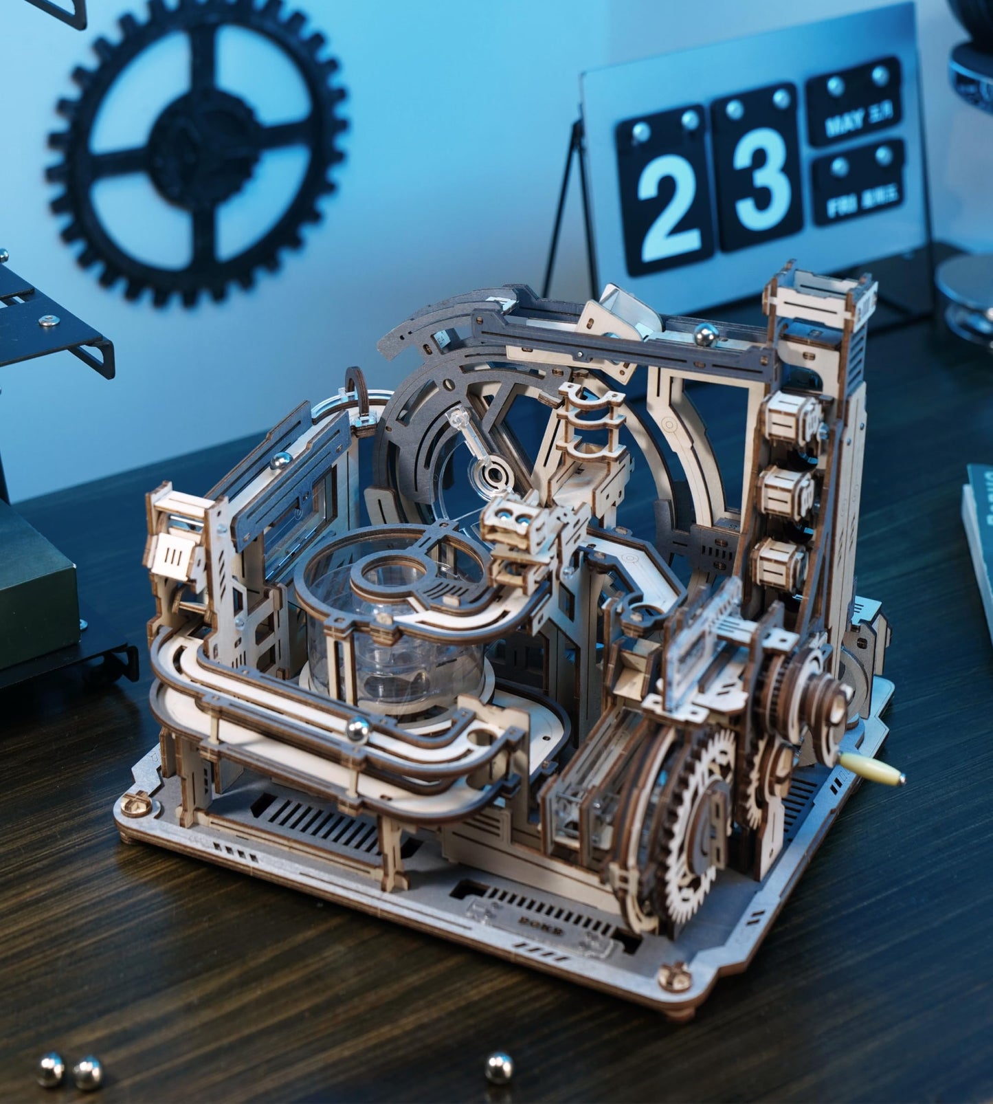 ROKR 3D Puzzle "Elektrische Murmelbahn". 294 Teile Holz-Bausatz für Erwachsene mit Motorantrieb & Anleitung. Großes DIY Modell für Technikfans.
