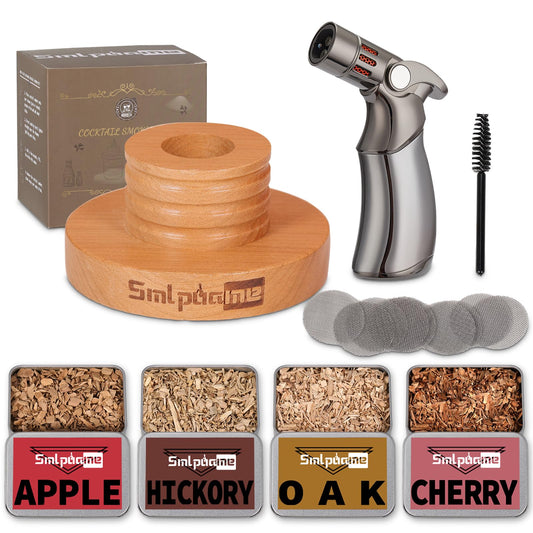 Cocktail Smoker Set mit Taschenlampe, altmodisches Whiskey-Getränke-Smoker-Set mit Vier Arten von Holzspänen, Geschenk für Vater, Ehemann und Cocktail-Liebhaber (kein Butan)