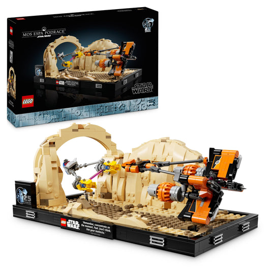 LEGO Star Wars Mos Espa Podrace Diorama (Set 75380). 718 Teile Szene aus Episode I mit Anakin und Sebulba.