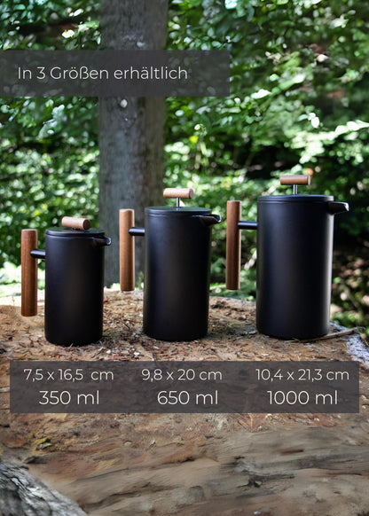 Lambda Coffee® CALDERA French Press (1 L) aus doppelwandigem Edelstahl in Moss Green – für bis zu 5 Tassen. Hält Kaffee lange warm und überzeugt mit stilvollem Design. Robuster Kaffeebereiter für echten Genuss und moderne Küchen.