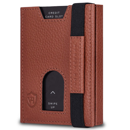 Von Heesen Slim Wallet Herren Leder Cognac Braun mit Münzfach und RFID-Schutz