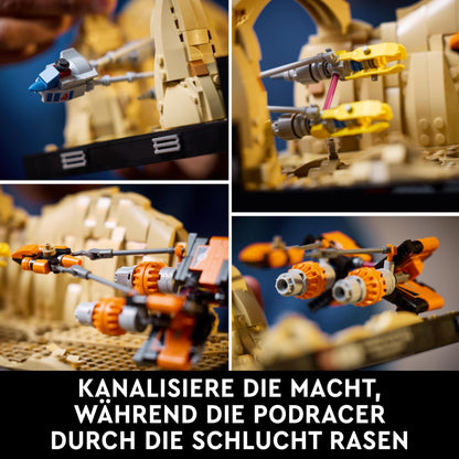 LEGO Star Wars Mos Espa Podrace Diorama (Set 75380). 718 Teile Szene aus Episode I mit Anakin und Sebulba.