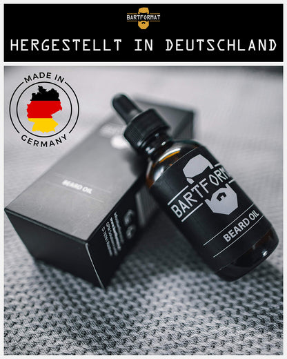 BARTFORMAT® Bartpflege-Set für Männer (6-teilig) mit Bartöl, Bartbalsam, Bartschere, Bürste, Kamm und Kulturbeutel. Komplettausstattung für stilvolle Bartpflege zu Hause oder unterwegs. Ideal als Starter-Set.