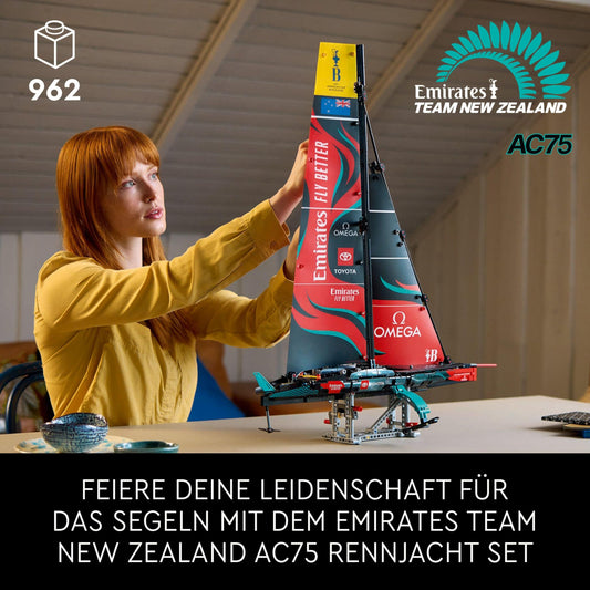 LEGO Technic Emirates Team New Zealand AC75 (Set 42174). 962 Teile Rennjacht mit Pneumatik-Foils und voller Segelpower.