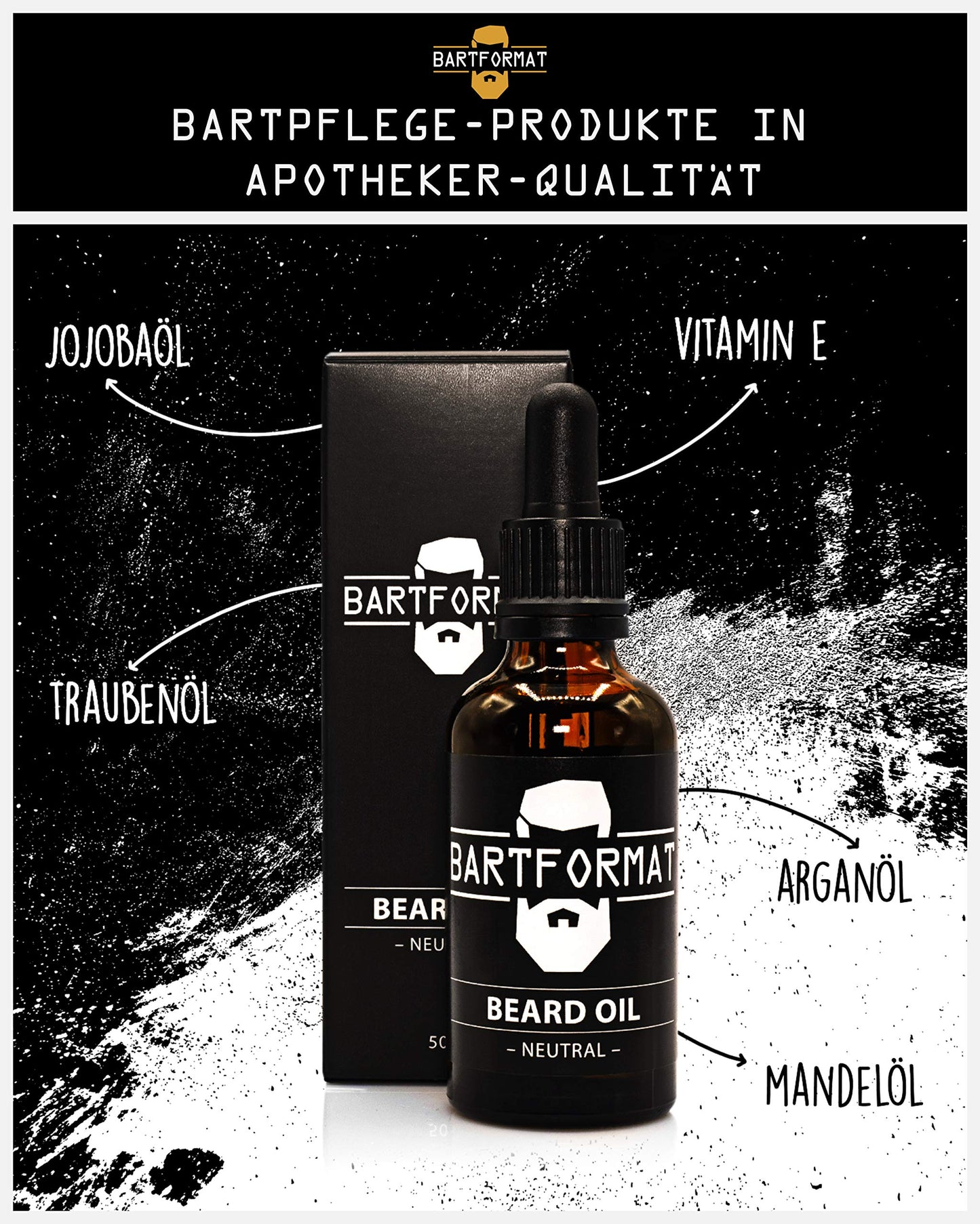 BARTFORMAT® Bartpflege-Set für Männer (6-teilig) mit Bartöl, Bartbalsam, Bartschere, Bürste, Kamm und Kulturbeutel. Komplettausstattung für stilvolle Bartpflege zu Hause oder unterwegs. Ideal als Starter-Set.